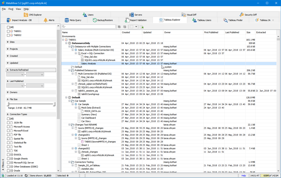 MetaMiner Tableau Explorer