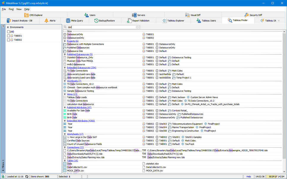 MetaMiner Tableau Finder