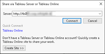 Share via Tableau Server