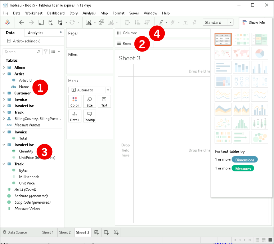 Tableau Blank Worksheet