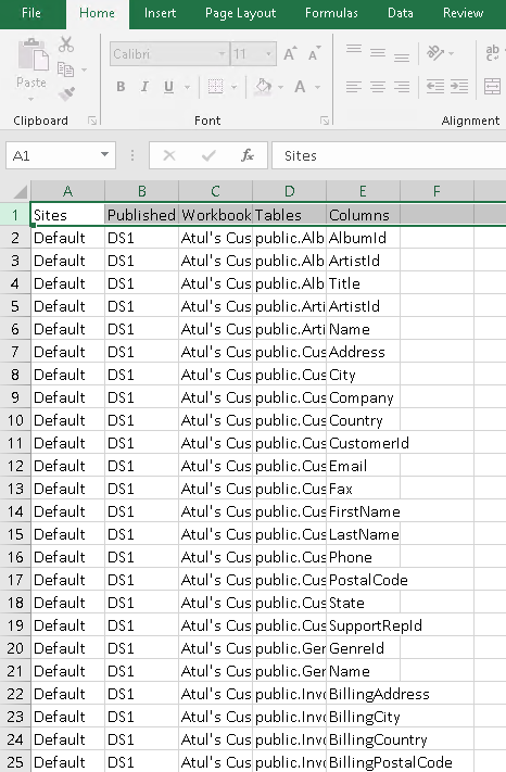 Impacted objects in Excel