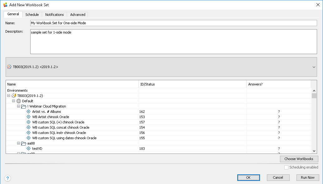 Add New Workbook Set (one-side mode)